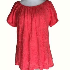 NEW! MICHAEL KORS orange sangria short sleeve top - SZ M